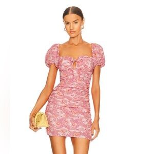 MAJORELLE Pink Puff Sleeve Bodycon Dress / XS / Worn once
